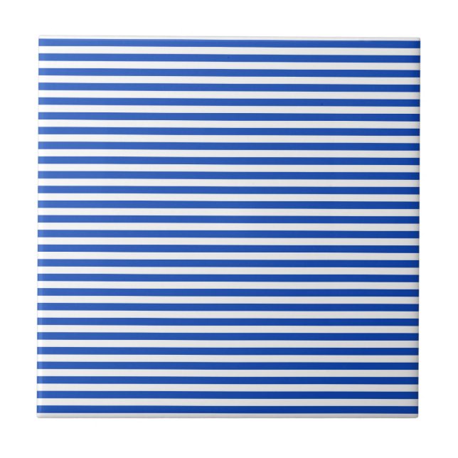 Nautical Blue Stripes Ceramic Tile (Front)