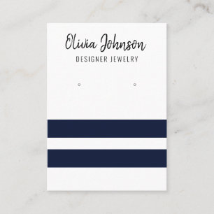 Nautical Blue Stripes Jewelry Earring Display Business Card