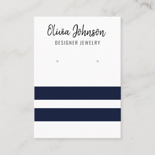 Nautical Blue Stripes Jewelry Earring Display  Business Card
