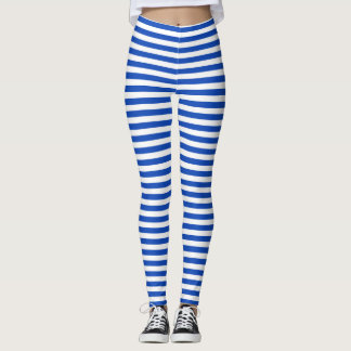 Nautical Blue Stripes Leggings