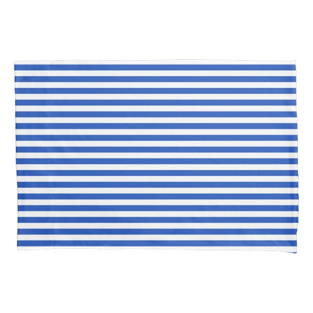 Nautical Blue Stripes Pillow Case (Front-Left)