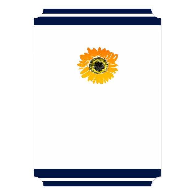 Nautical Blue Stripes Sunflower Wedding Invitation