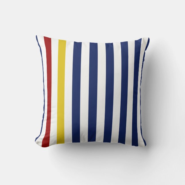 Nautical Blue Stripes Throw Pillow (Front)