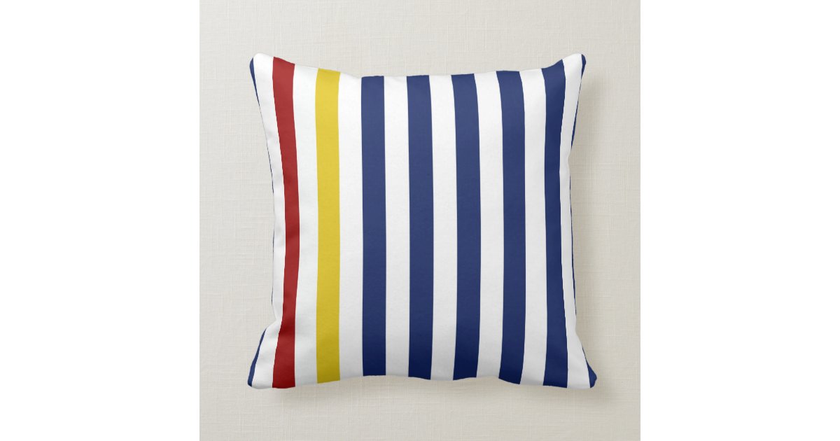 Nautical Blue Stripes Throw Pillow Zazzle.com