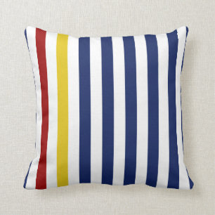 Nautical Blue Stripes Throw Pillow