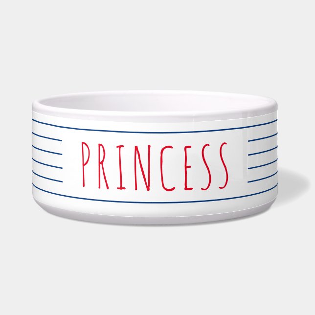 Nautical Blue Stripes with Red Summer Bowl (Front)