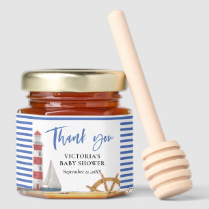 Nautical Blue Thank you Baby Shower Honey Jar Favors