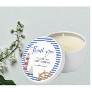 Nautical Blue Thank you Baby Shower Mini Candle Favors