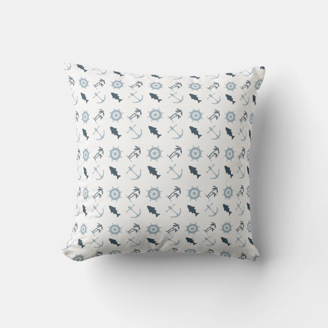 Nautical Blue Throw Pillow (Front)