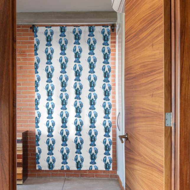 Nautical Blue Watercolor Lobster Blackout Curtains (Creator Uploaded)