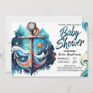 Nautical Blue Waves Baby Shower Invitation