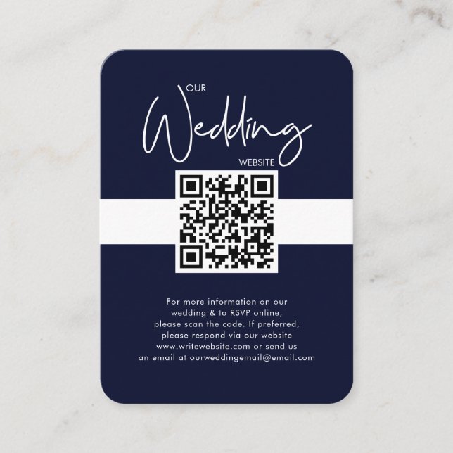 Nautical Blue Wedding Website QR Code Photo RSVP  Enclosure Card (Front)