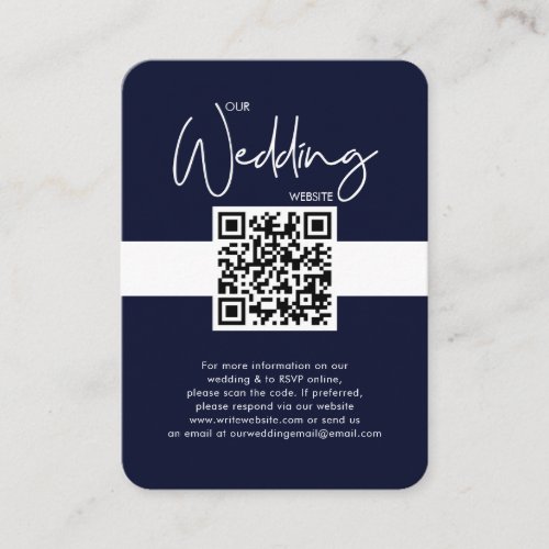Nautical Blue Wedding Website QR Code Photo RSVP  Enclosure Card