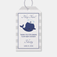 Nautical Blue Whale Baby Shower Thank You Favor Gi Gift Tags