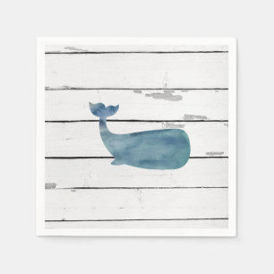 Nautical Blue Whale Shiplap Rustic Decor Napkins