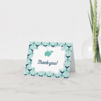 Nautical Blue Whale Thank You Card by melanileestyle at Zazzle