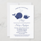 Nautical Blue Whales Ahoy Boy Baby Shower Invitation (Front)