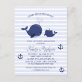 Nautical Blue Whales Anchors Boy Baby Shower Invitation Postcard (Front)