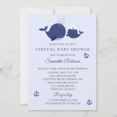 Nautical Blue Whales Virtual Baby Shower Invitation (Front)