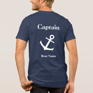 Nautical Blue & White Anchor Captain & Boat Name Tri-Blend Shirt