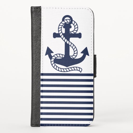 Nautical Blue/White Anchor iPhone 6/6s Wallet Case