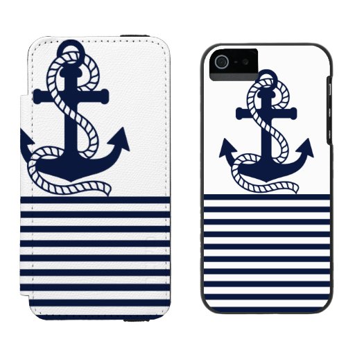 Nautical Blue/White Anchor iPhone 6/6s Wallet Case