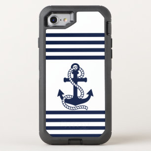 Nautical Blue White Anchor OtterBox iPhone 7 Case