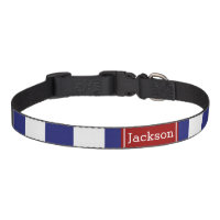 Nautical Blue White Bold Stripe With Red Pet Collar