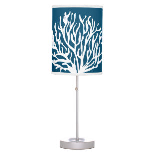 Nautical blue white coral reef design home decor table lamp