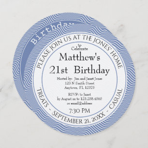 Nautical Blue/White Quirky Stripes For all Ages Invitation