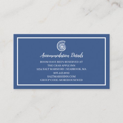 Nautical Blue White Shell Wedding Accommodations Enclosure Card