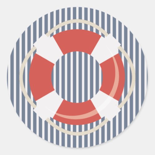 Nautical Blue White Stripe and Life Buoy Sticker