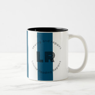 nautical blue white stripe custom logo Two-Tone coffee mug