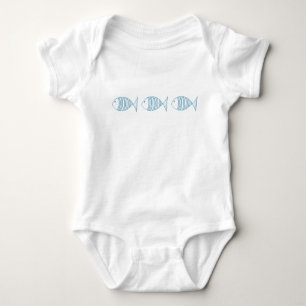 Nautical Blue White Stripe Fish Baby Bodysuit
