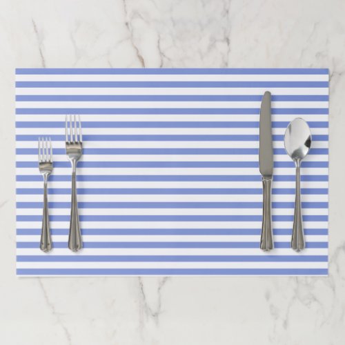 Nautical Blue  White Striped Paper Placemat