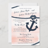 Nautical Blush and Navy Rope and Anchor Wedding Invitation (Front)