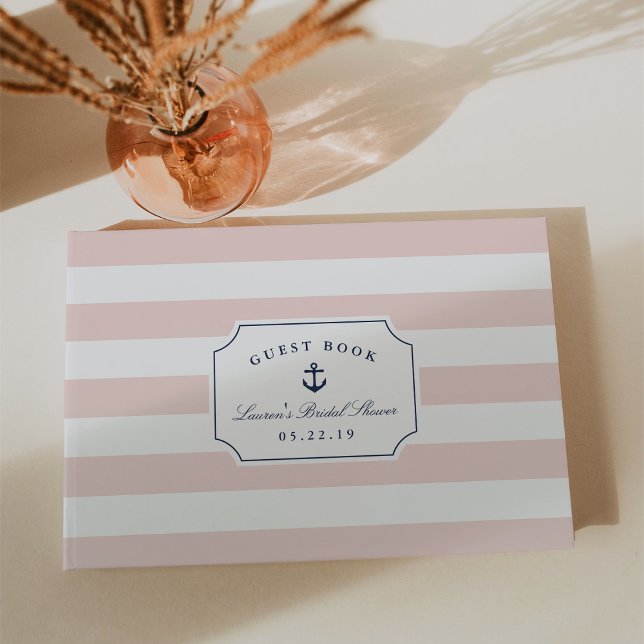 Nautical Blush & Navy Bridal Shower Guest Book (Creator Uploaded)
