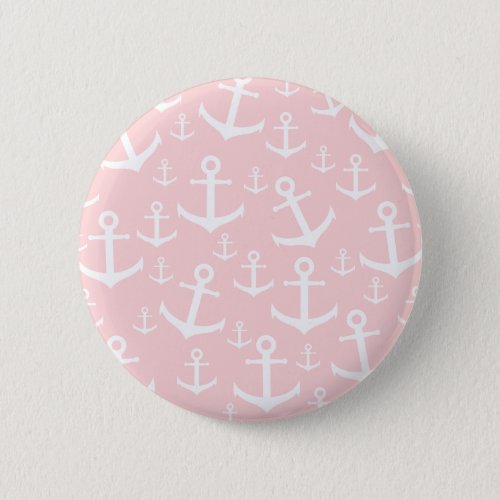 Nautical blush pink  white anchor pattern button