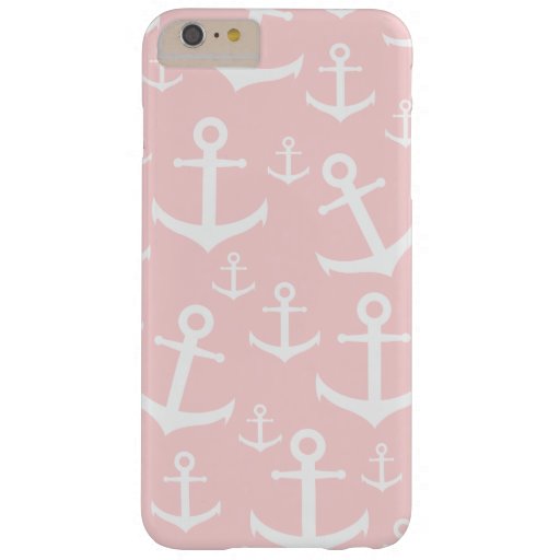 Nautical blush pink & white anchor pattern barely there iPhone 6 plus case