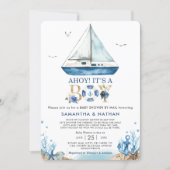 Nautical Boat Ahoy It's a Boy Baby Shower by Mail Invitation (Front)