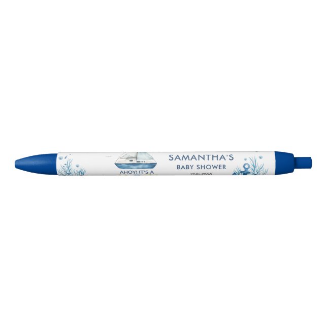 Nautical Boat Ahoy It's a Boy Baby Shower Favor  Pen (Front)