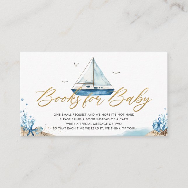 Nautical Boat Ahoy It's a Boy Books for Baby  Enclosure Card (Front)
