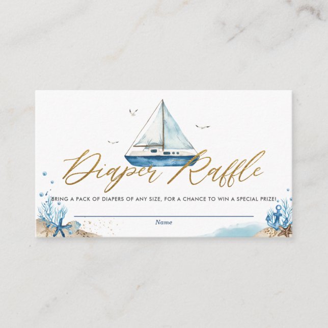 Nautical Boat Ahoy It's a Boy Diaper Raffle Enclos Enclosure Card (Front)