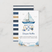 Nautical Boat Ahoy It's a Boy Diaper Raffle Enclosure Card (Front/Back)