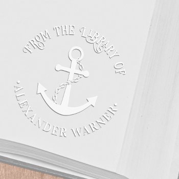 Nautical Boat Anchor #3 Library Book Name Embosser by ItsMyPartyDesigns at Zazzle