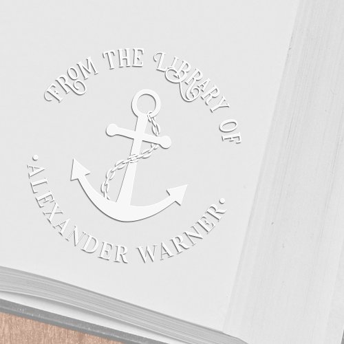 Nautical Boat Anchor 3 Library Book Name Embosser