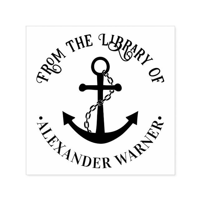 Nautical Boat Anchor #3 Library Book Name Self-inking Stamp (Design)