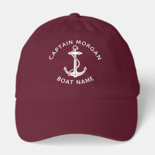 Nautical Boat Anchor and Captains Name Custom Hat