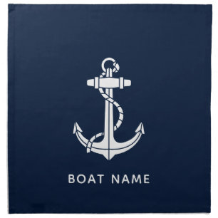 Nautical Boat Anchor and Name Beach House Custom Cloth Napkin