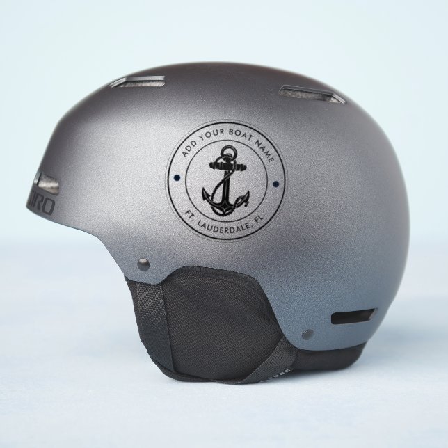 Nautical Boat Anchor and Name Boating Custom Sticker (Helmet Side)